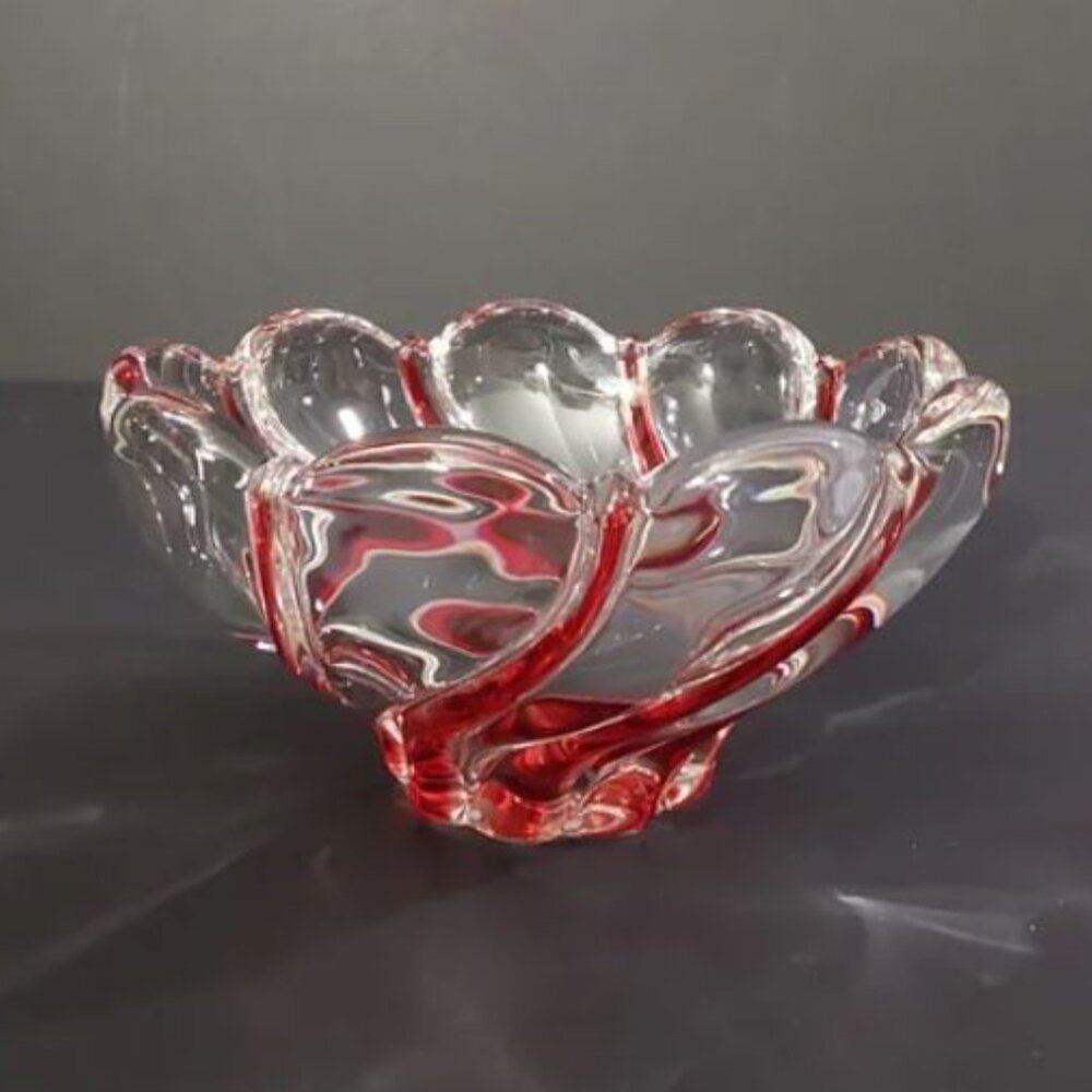 NEW Mikasa Red Peppermint Red Swirl Candy Bowl